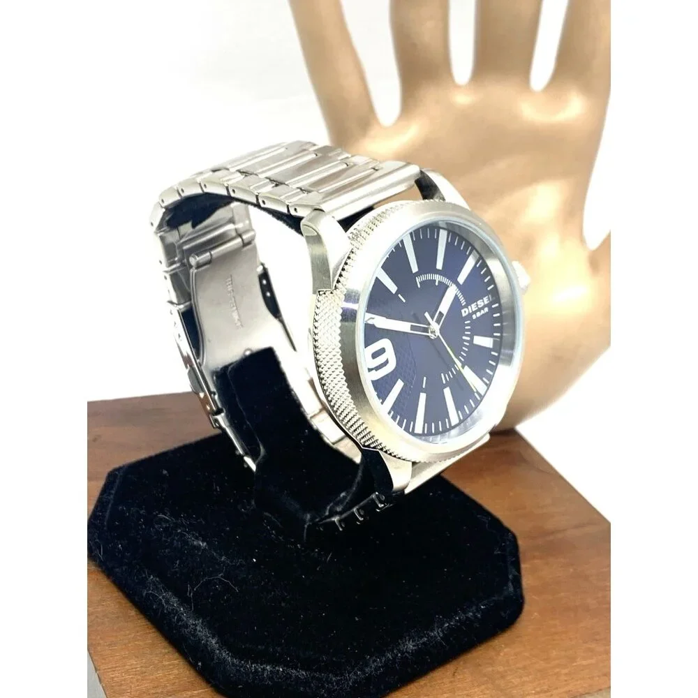 Diesel Men's Watch DZ1763 Rasp Quartz Blue Dial Silver Stainless Steel 47mm